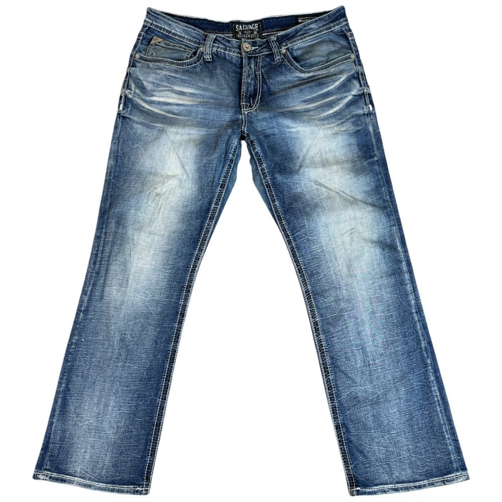 BKE Buckle‎ Salvage Mayhem Bootcut Jeans Mens 34 (36x32) Blue Denim Regular Fit